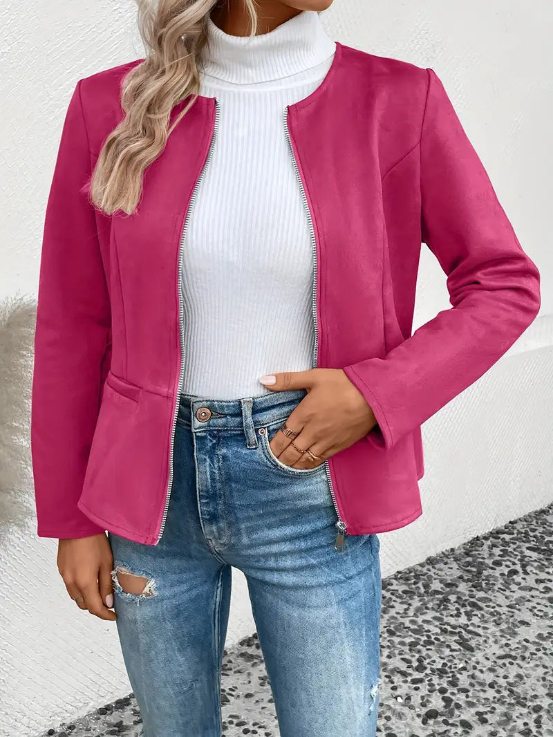 Softshell Übergangsjacke Damen Mit Zipper Und Taschen | Chic