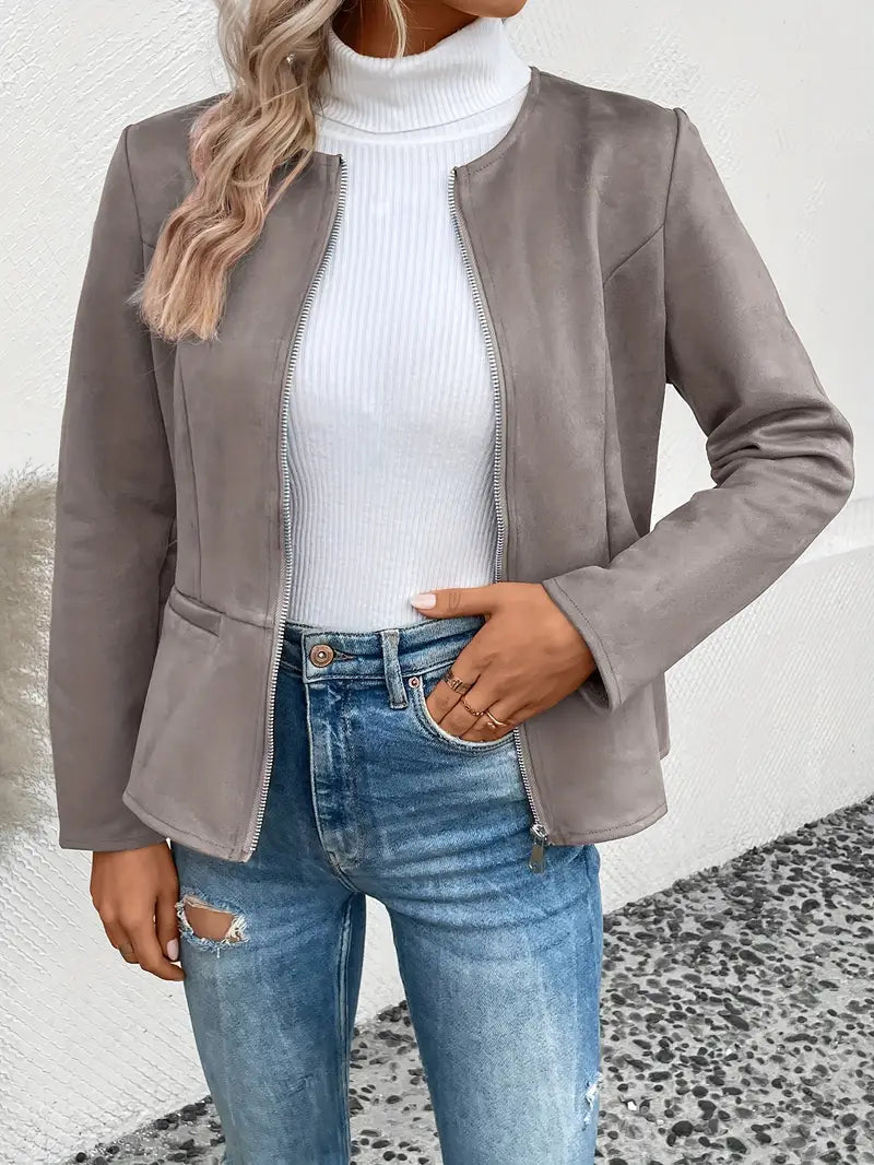 Softshell Übergangsjacke Damen Mit Zipper Und Taschen | Chic