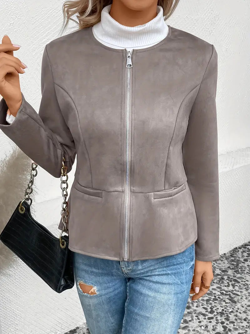 Softshell Übergangsjacke Damen Mit Zipper Und Taschen | Chic