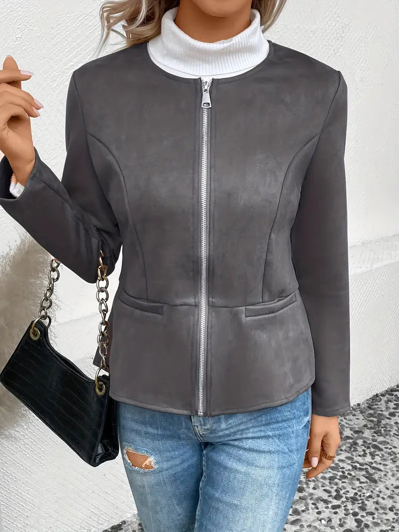 Softshell Übergangsjacke Damen Mit Zipper Und Taschen | Chic