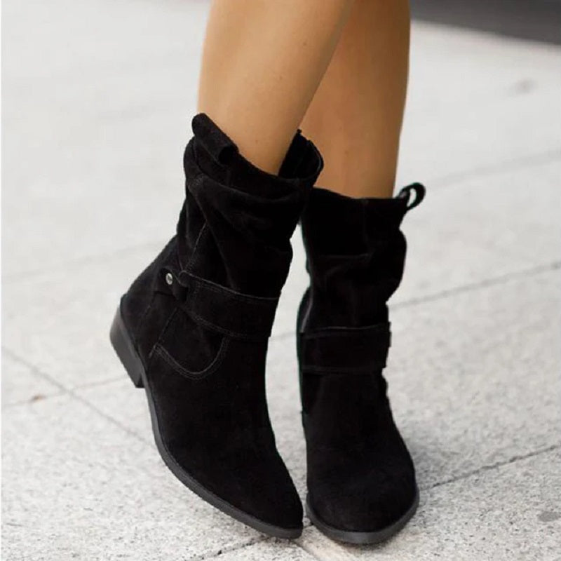 Stiefeletten für Damen mit Reißverschluss und Zierriemen | Bequem