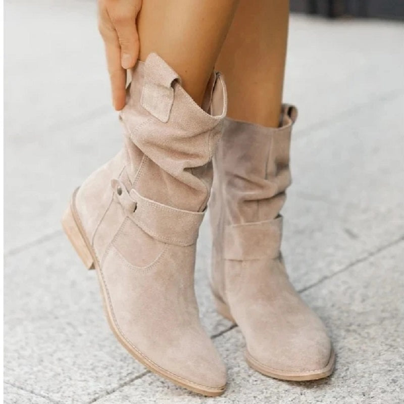 Stiefeletten für Damen mit Reißverschluss und Zierriemen | Bequem