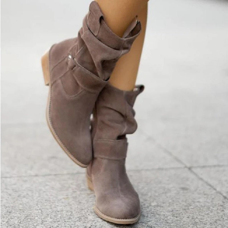 Stiefeletten für Damen mit Reißverschluss und Zierriemen | Bequem