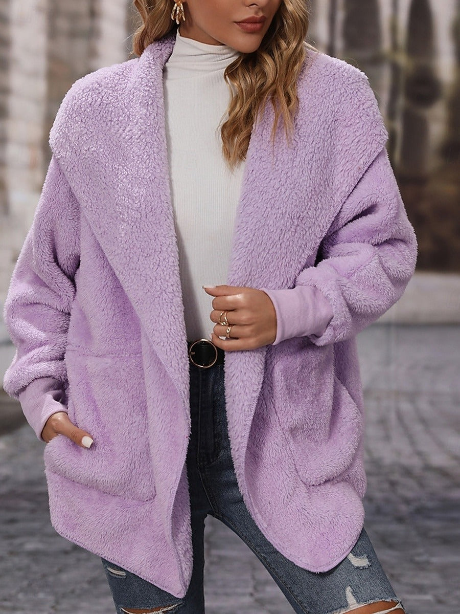 Teddy Mantel Damen Mit Kapuze Und Taschen | Warm