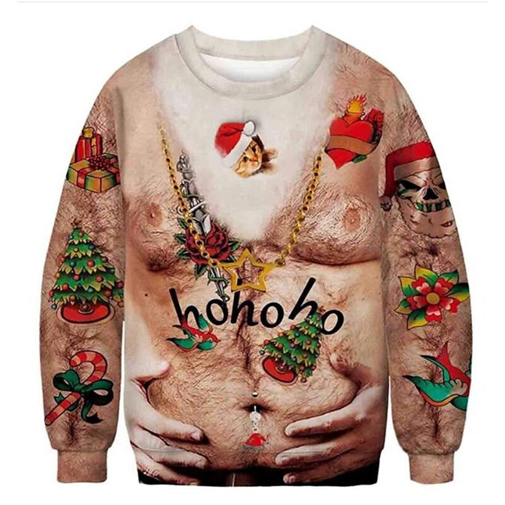 Unisex Ugly Christmas Pullover Lustig Bedruckt | Körperprint