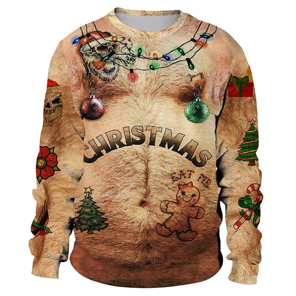 Unisex Ugly Christmas Pullover Lustig Bedruckt | Körperprint