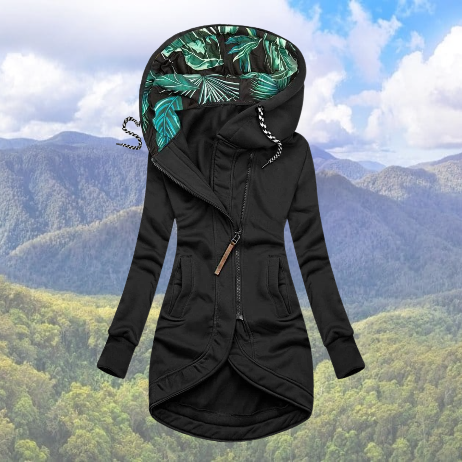 Wanderjacke Damen Mit Kapuze Und Reißverschluss | Lang