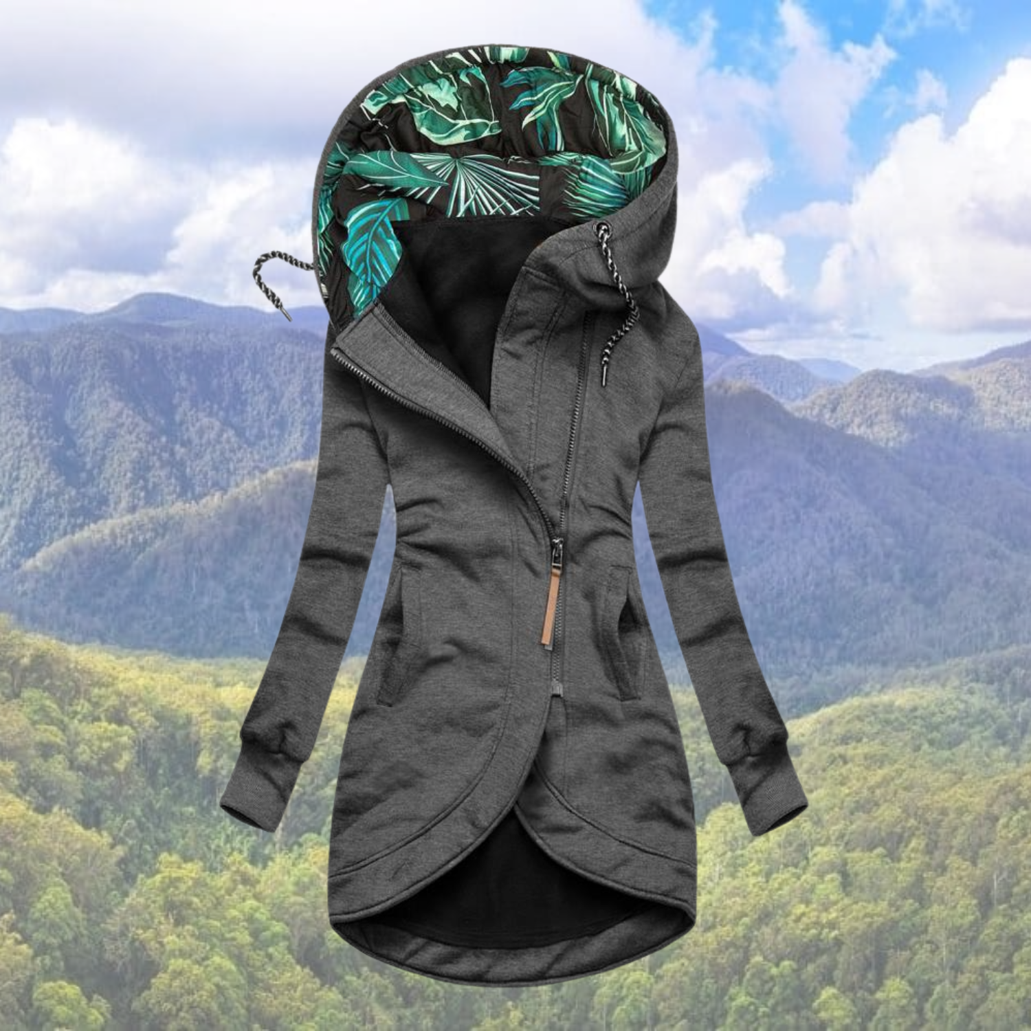 Wanderjacke Damen Mit Kapuze Und Reißverschluss | Lang