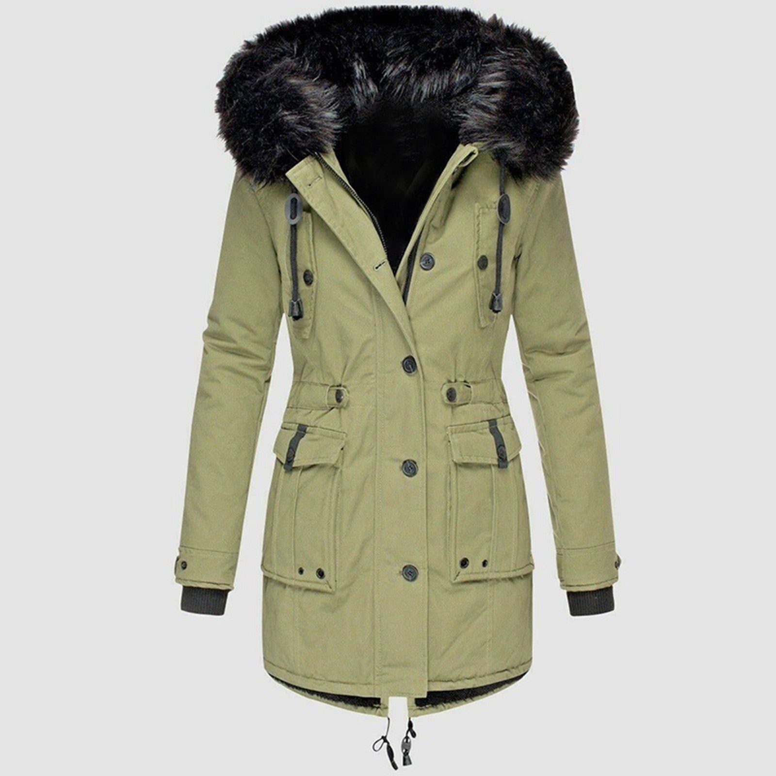 Warme Damen Winterjacke Parka Mit Kapuze