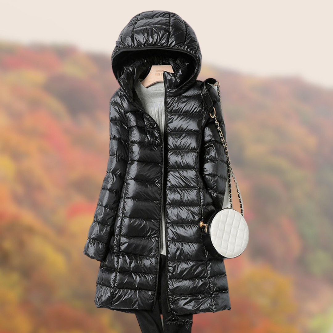 Warme Damen Steppejacke Mit Kapuze Und Taschen | Leichte