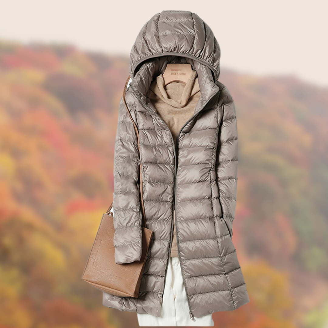 Warme Damen Steppejacke Mit Kapuze Und Taschen | Leichte