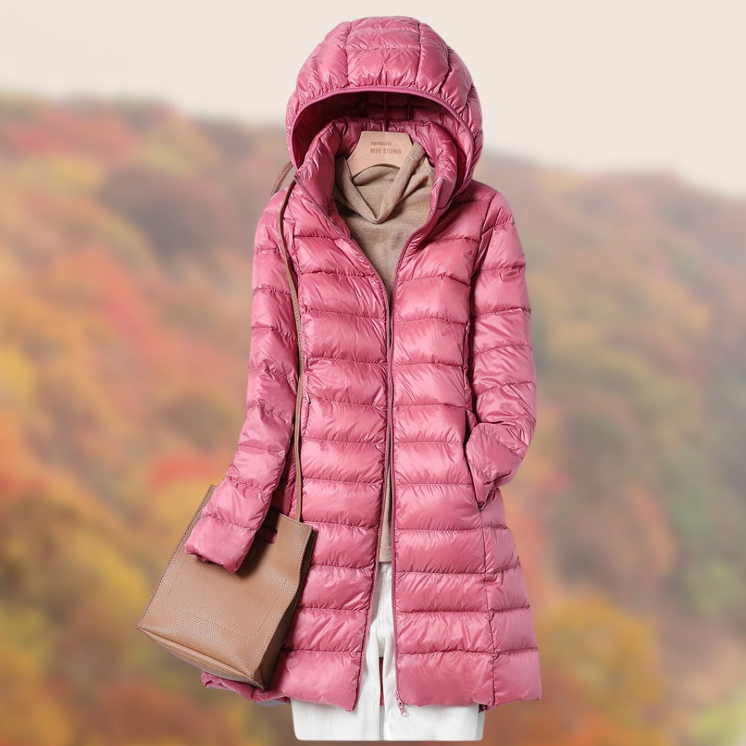 Warme Damen Steppejacke Mit Kapuze Und Taschen | Leichte