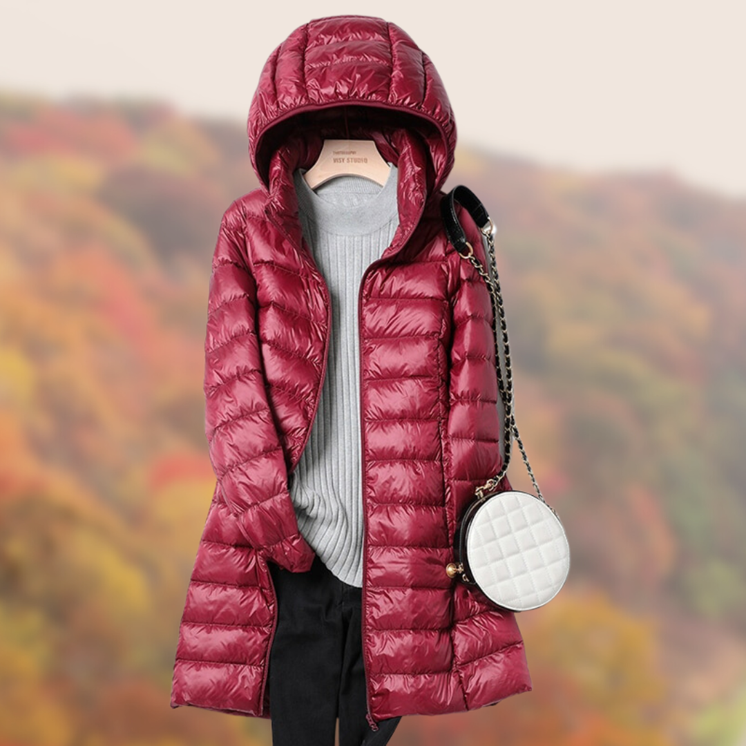 Warme Damen Steppejacke Mit Kapuze Und Taschen | Leichte