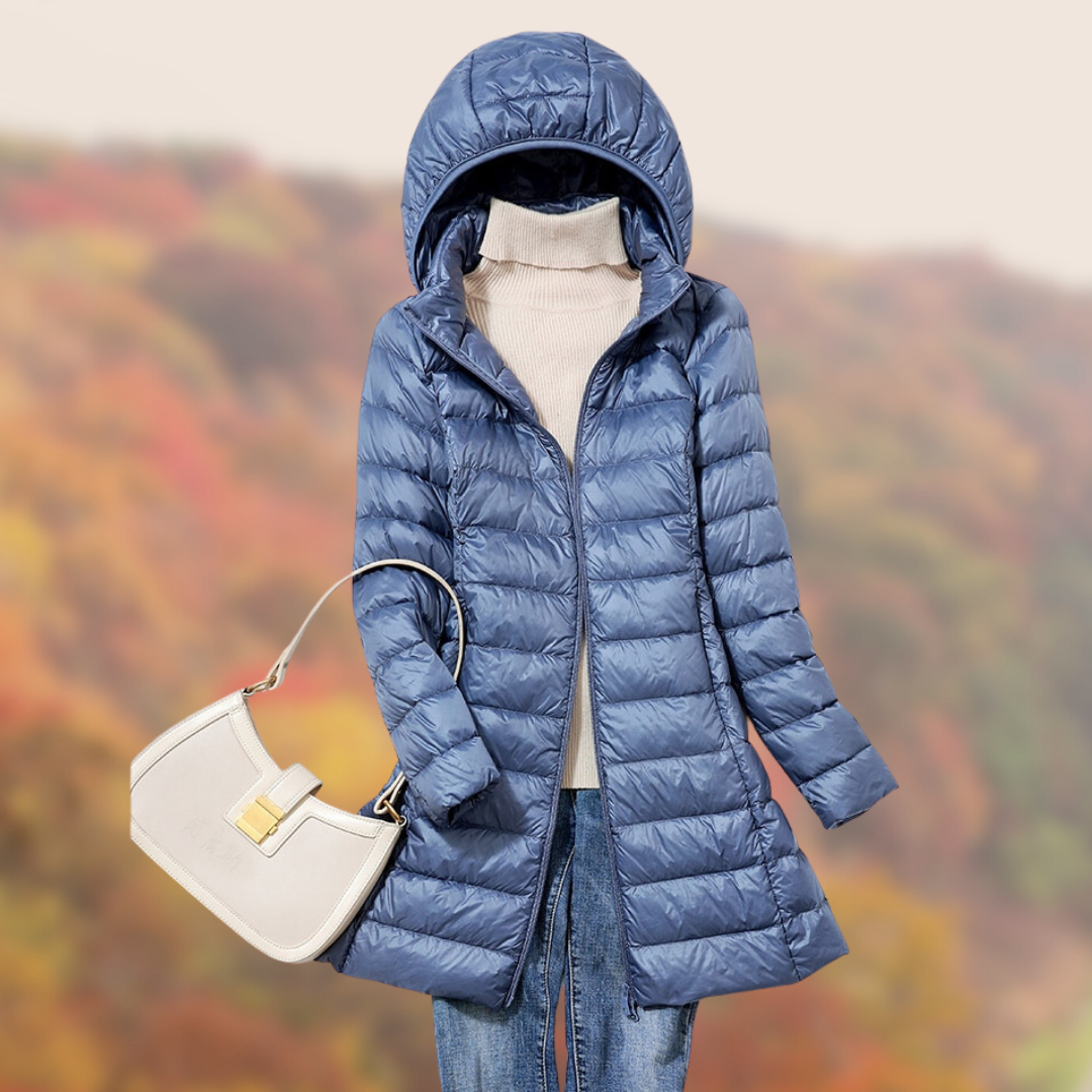 Warme Damen Steppejacke Mit Kapuze Und Taschen | Leichte