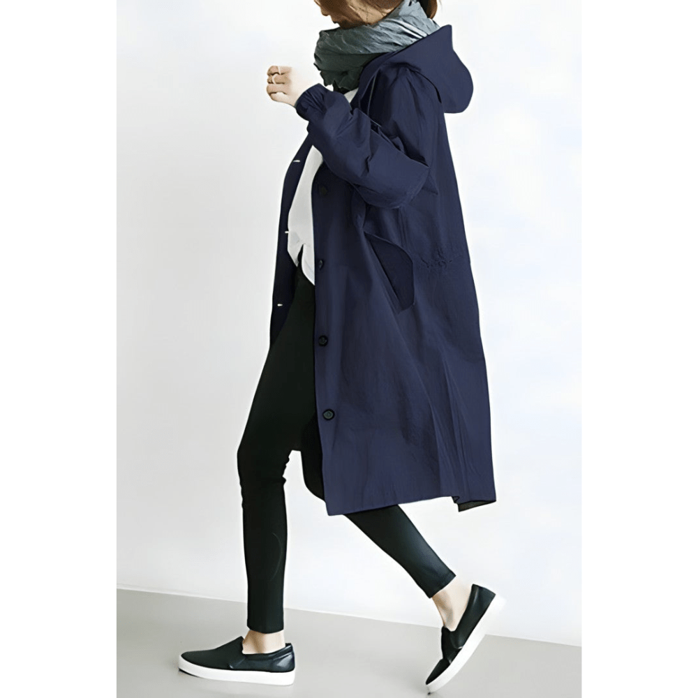Regenjacke Damen Trenchcoat Mit Kapuze | Lang
