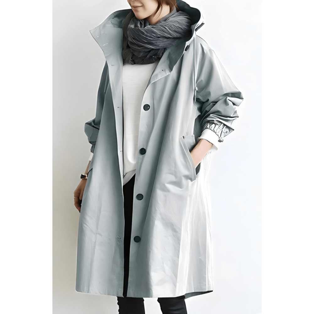 Regenjacke Damen Trenchcoat Mit Kapuze | Lang