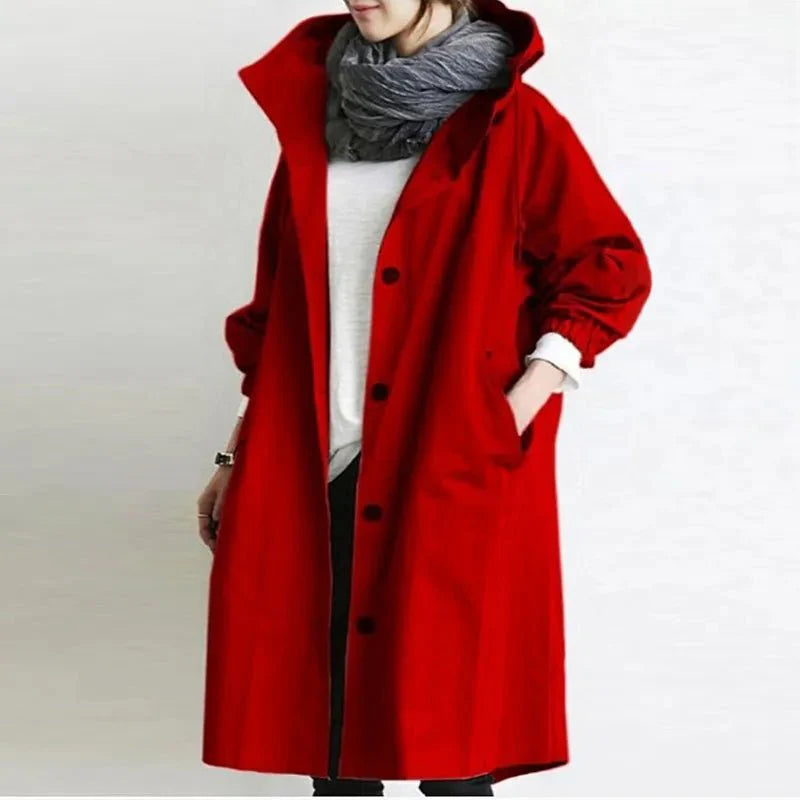 Regenjacke Damen Trenchcoat Mit Kapuze | Lang