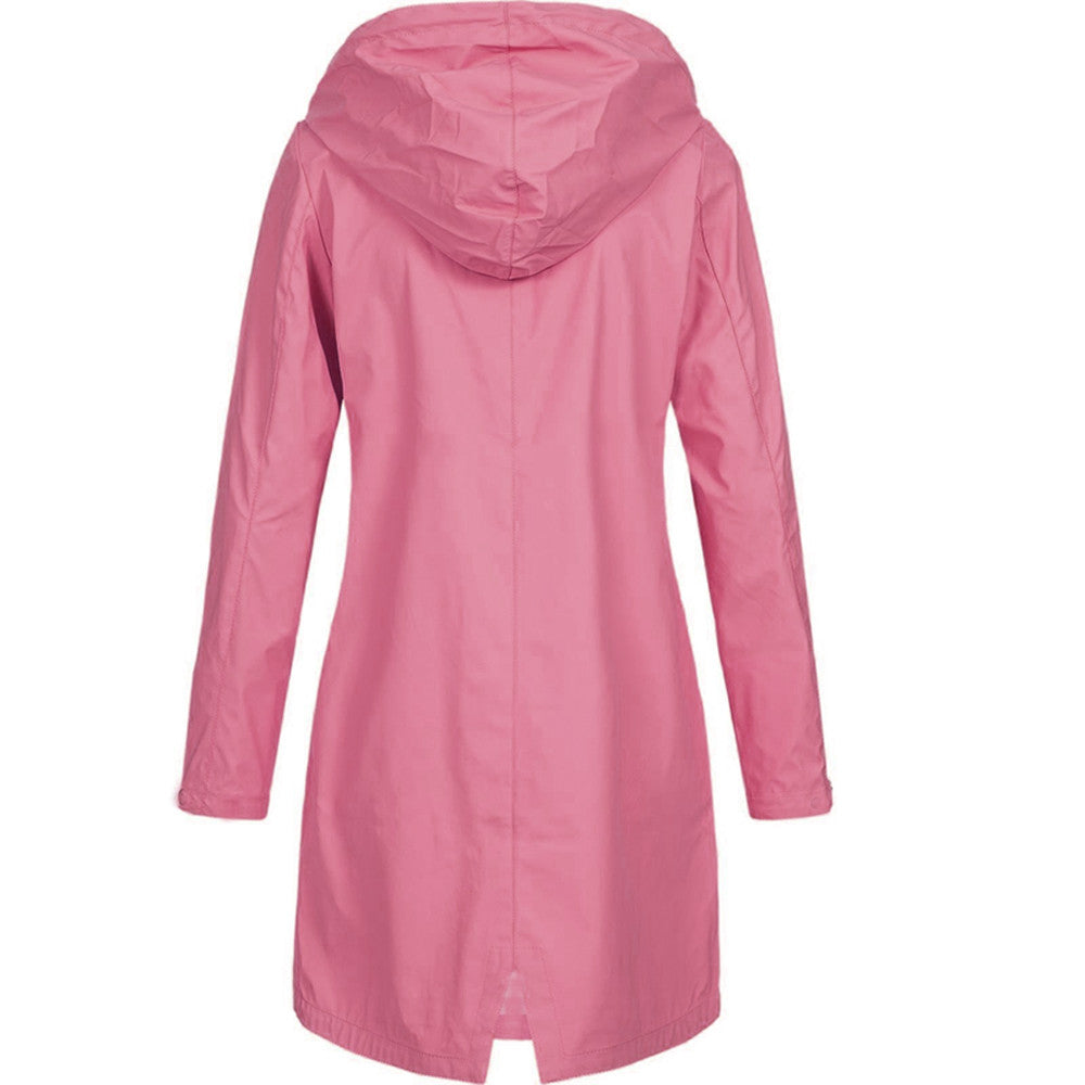 Regenjacke Damen Mit Kapuze Und Taschen | Lang