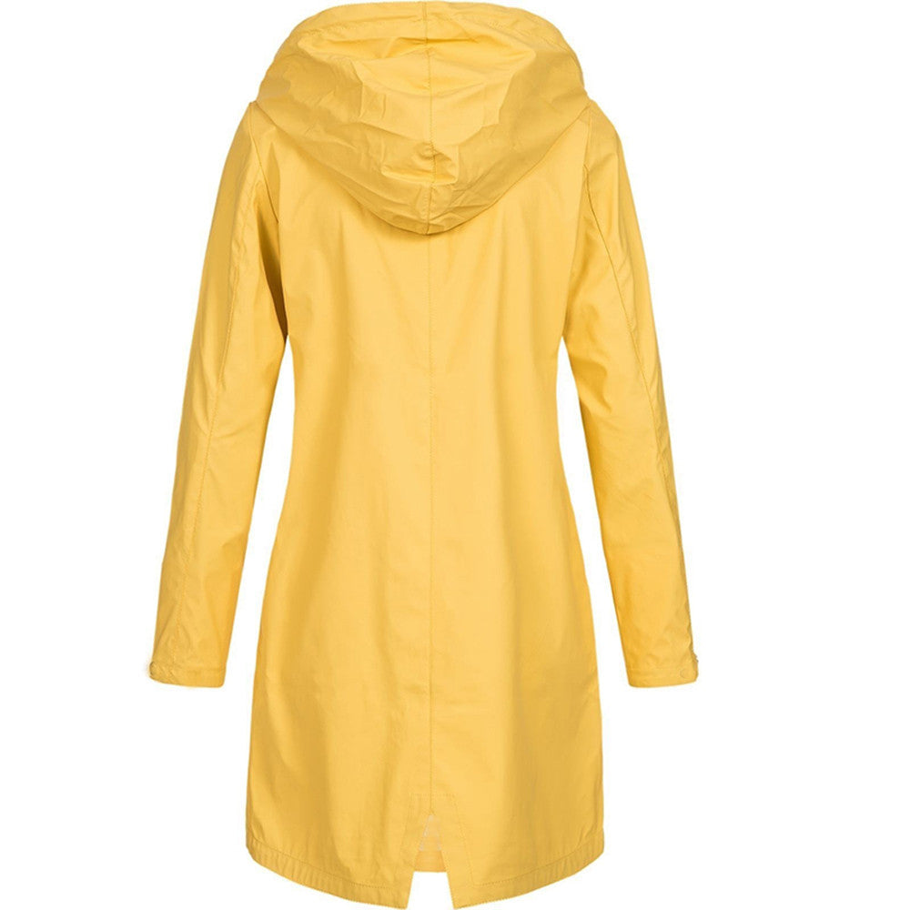 Regenjacke Damen Mit Kapuze Und Taschen | Lang
