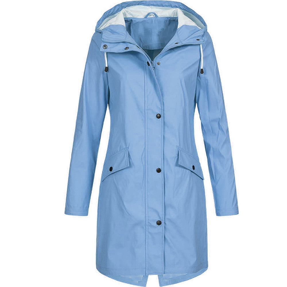 Regenjacke Damen Mit Kapuze Und Taschen | Lang