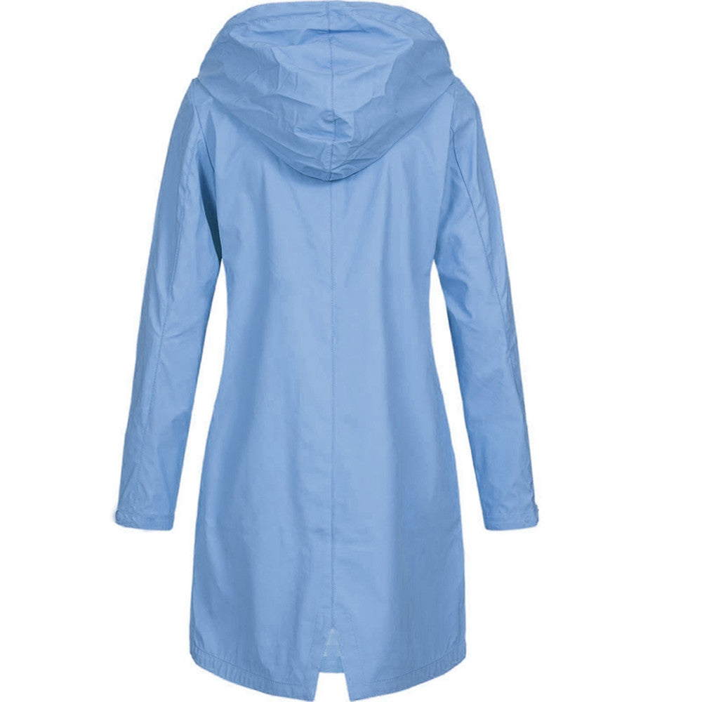 Regenjacke Damen Mit Kapuze Und Taschen | Lang