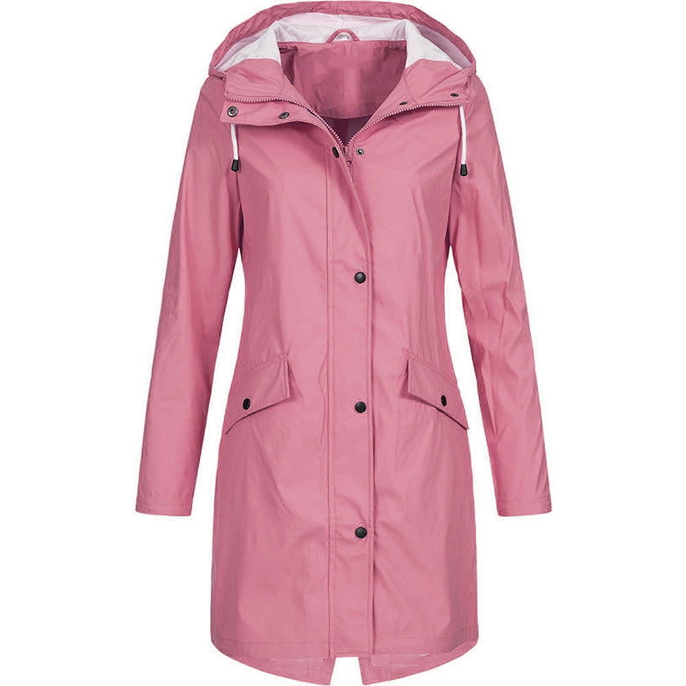 Regenjacke Damen Mit Kapuze Und Taschen | Lang