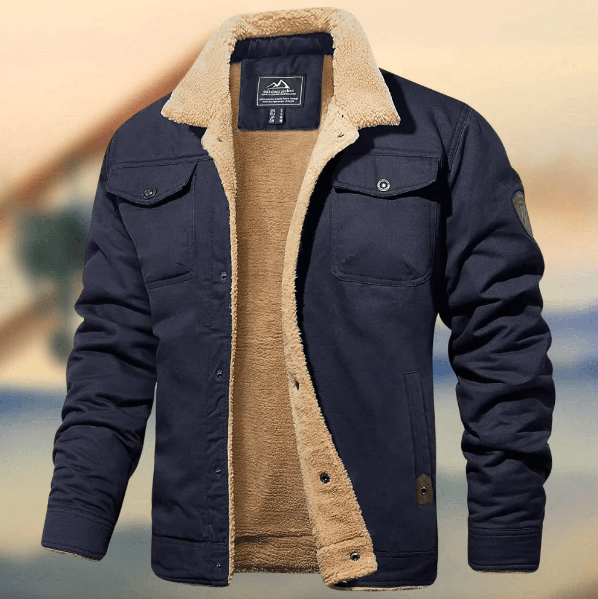Winter Herren Fleece Winterjacke Mit Taschen & Kragen | Warm