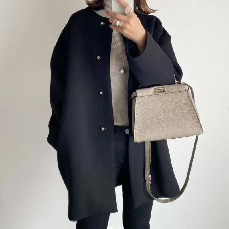 Winterjacke Damen Mantel Mit Knöpfen & Rundhals | Oversize