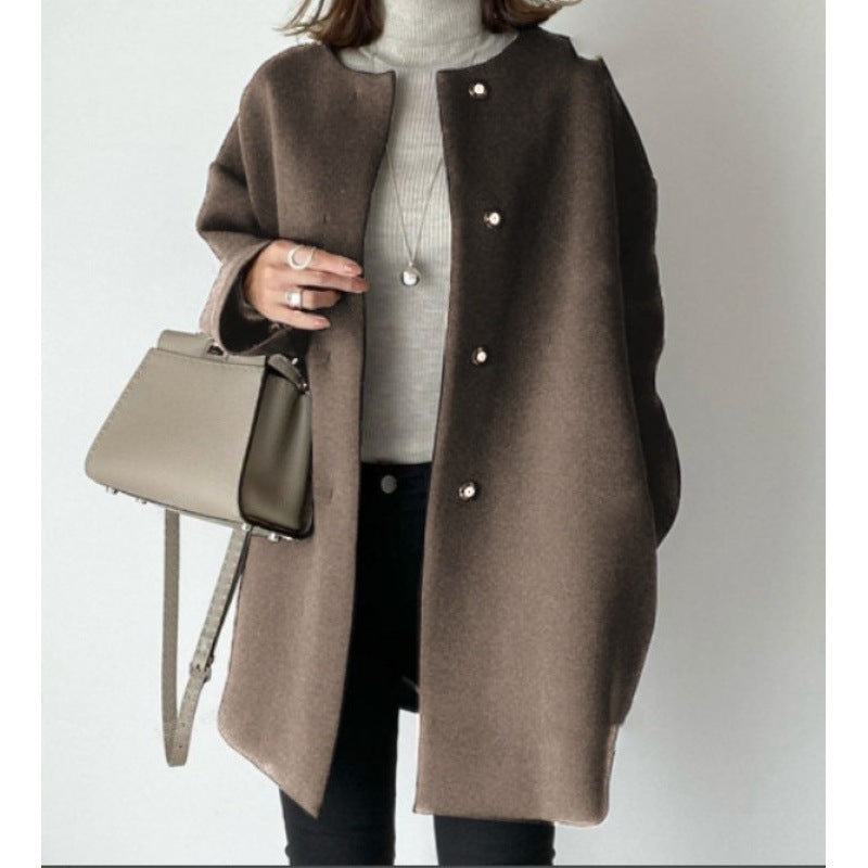 Winterjacke Damen Mantel Mit Knöpfen & Rundhals | Oversize