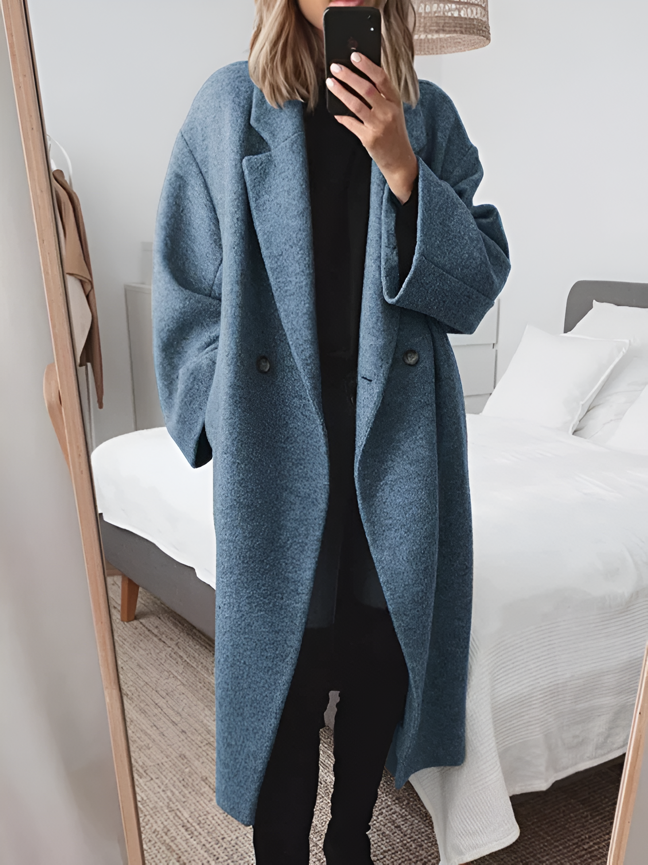 Winterjacke Damen Mantel Mit Reverskragen & Oversize Fit | Lang