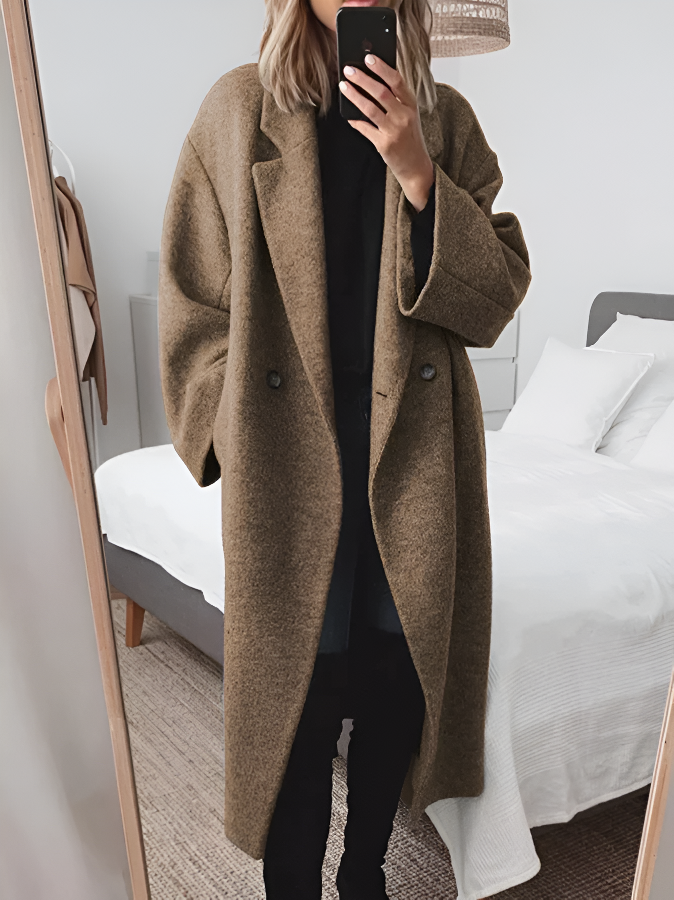 Winterjacke Damen Mantel Mit Reverskragen & Oversize Fit | Lang