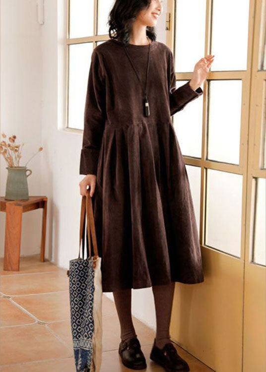 Winterkleid Damen Langarm Mit Faltenrock | Vintage Midi