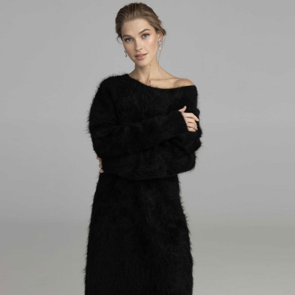 Winterkleider Damen Fluffy Mit Langarm | Maxi
