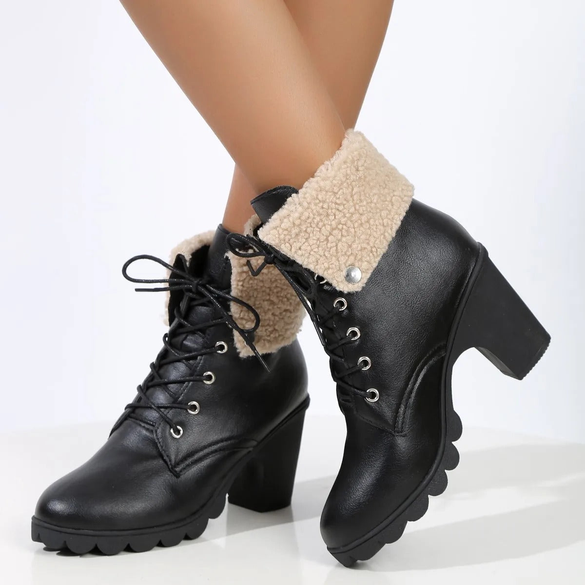 Winterstiefel Damen mit Absatz und Futter | Warm