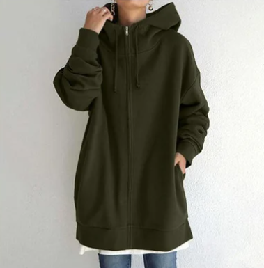 Damen Lässige Kapuzenjacke | Mit Reissverschluss