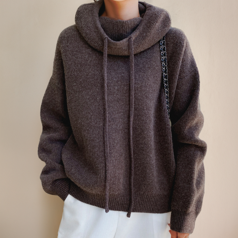 Damen Bequemer Strickpullover | Mit Kapuze
