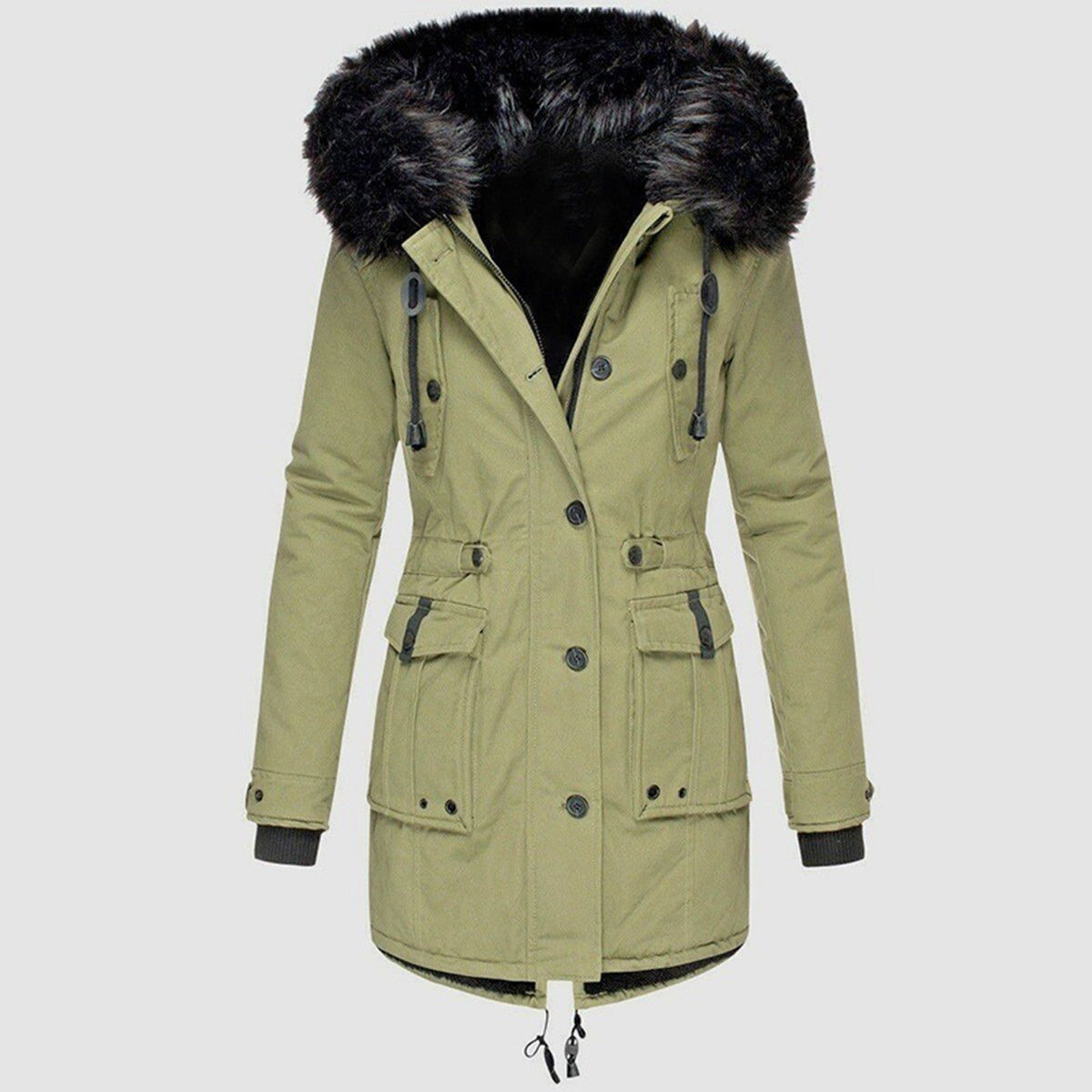 Damen Taillierte Winterjacke | Mit Kapuze