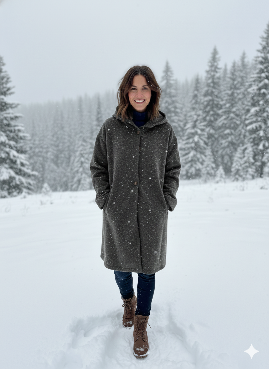 Damen Eleganter Wintermantel | Mit Kapuze