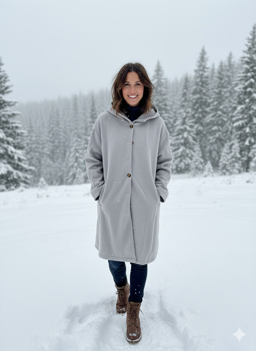 Damen Eleganter Wintermantel | Mit Kapuze