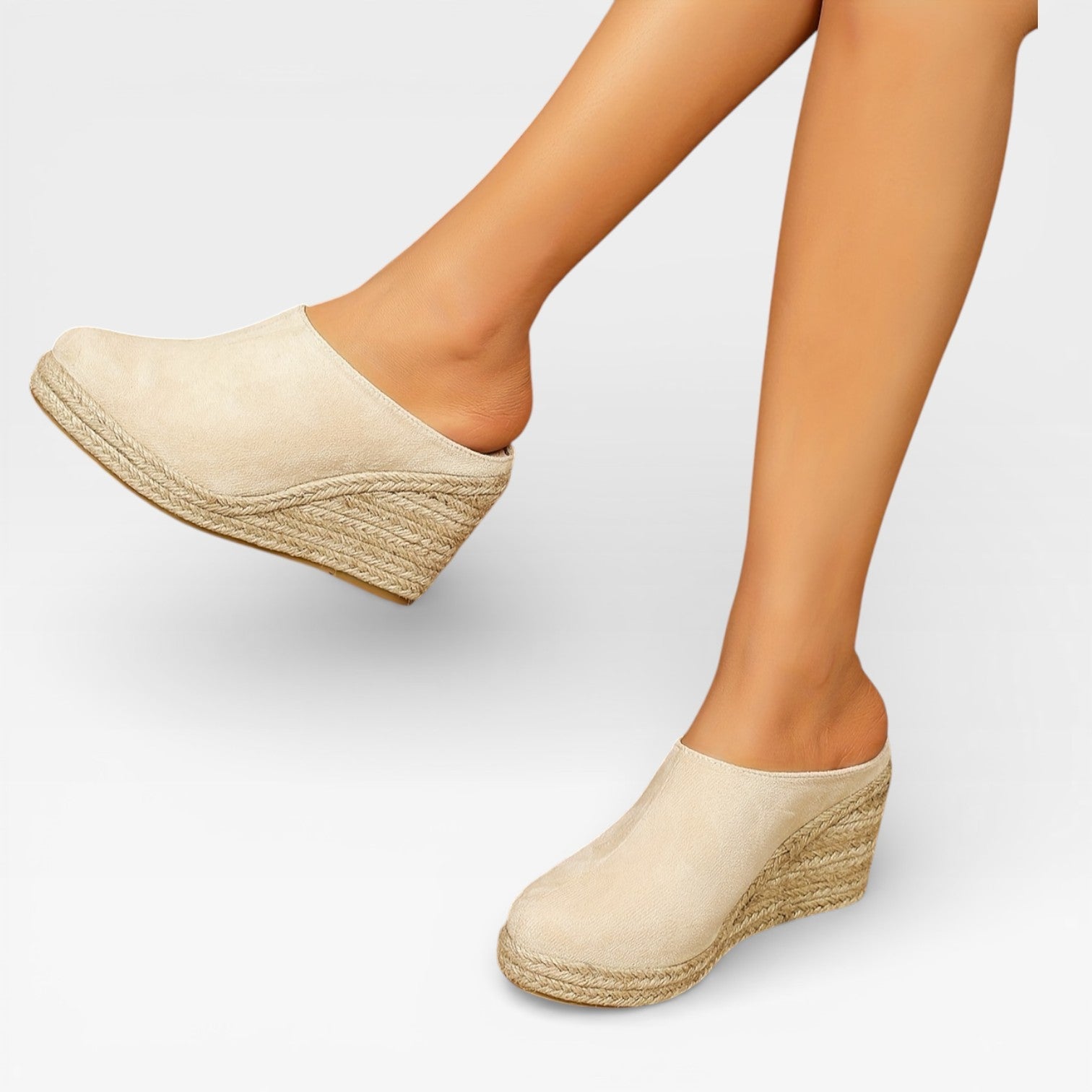 Lorena - Dámské semišové espadrilky na klínovém podpatku