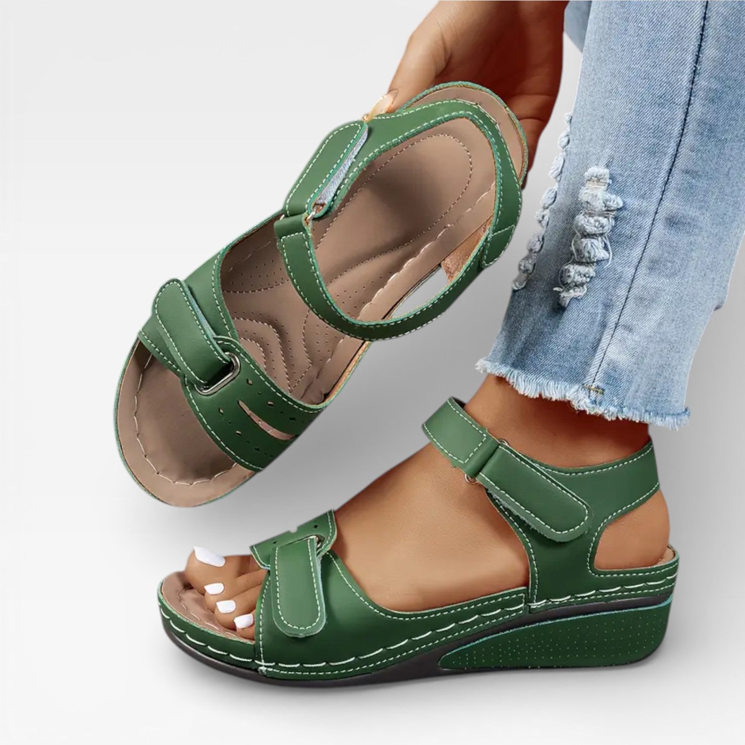 Lorvessa - Damen Keilsandalen Verstellbarer Riemen Komfort