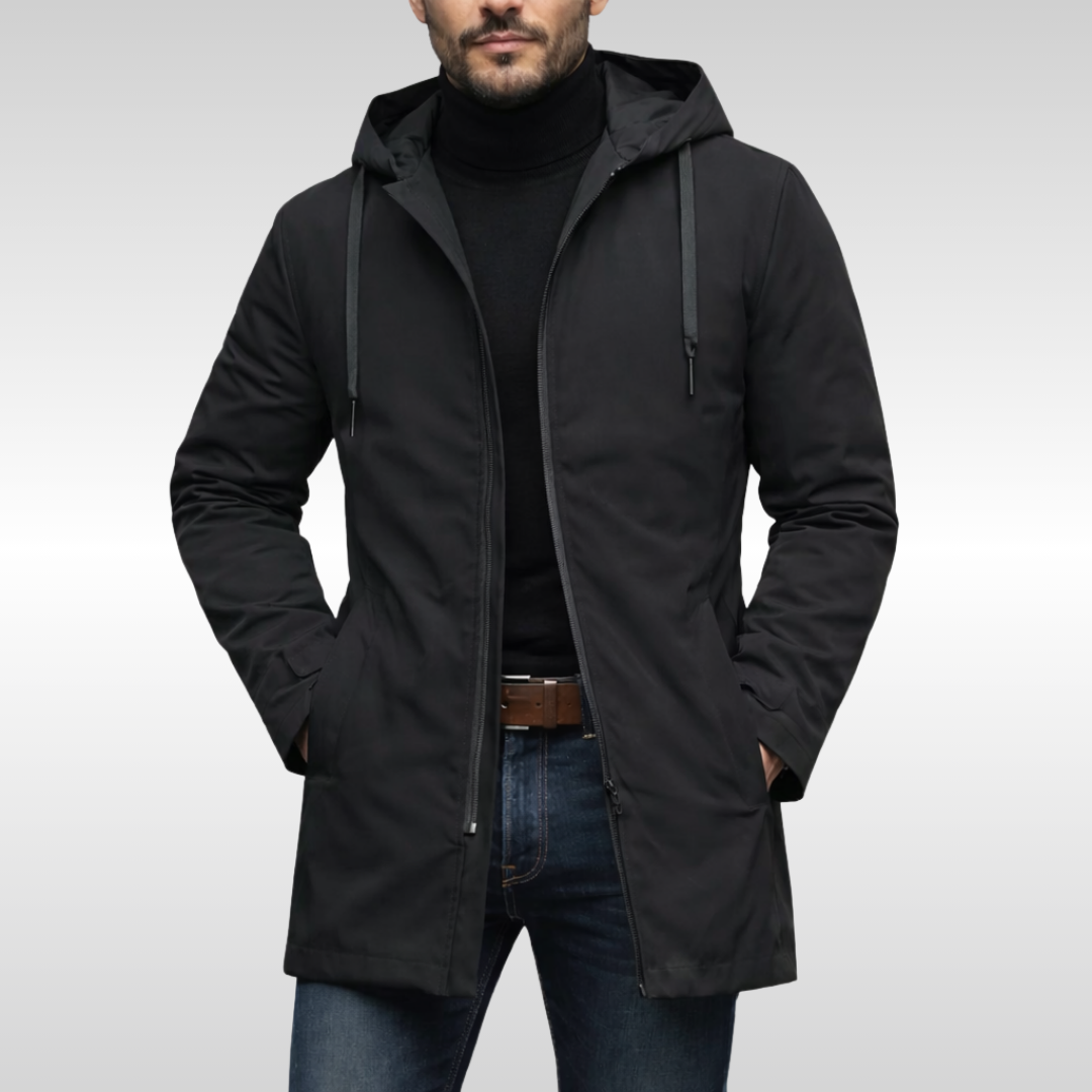 Herren Lange Übergangsjacke | Mit Kapuze