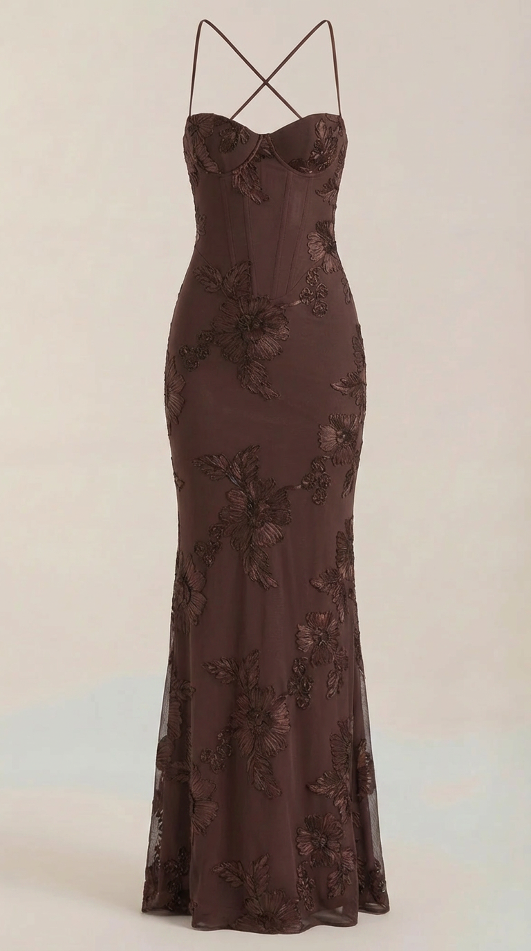 Aureliah - Corsé de flores vestido largo de noche