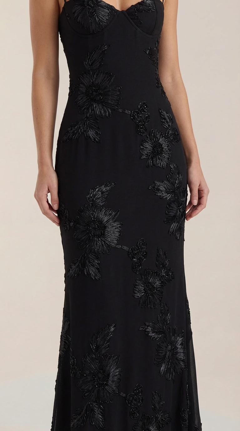Aureliah - Corsé de flores vestido largo de noche