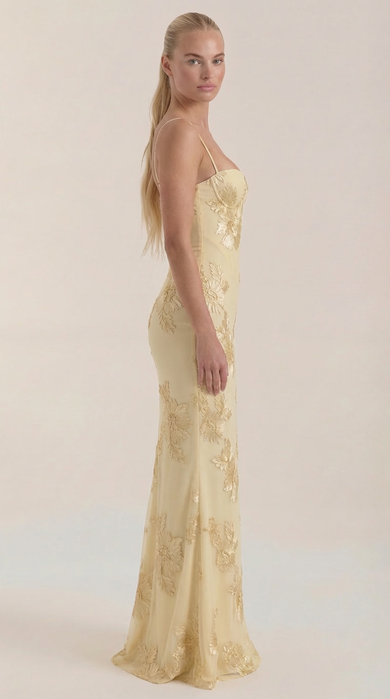 Aureliah - Corsé de flores vestido largo de noche