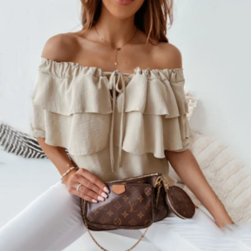 Ivorelle - Ramínka bez ramínek s volánky a dlouhými rukávy