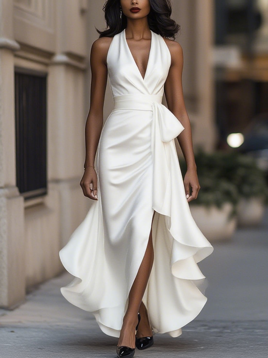 Elunéra - Asymmetrische wikkel maxi-jurk